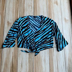 Topshop Blue Zebra Crop top